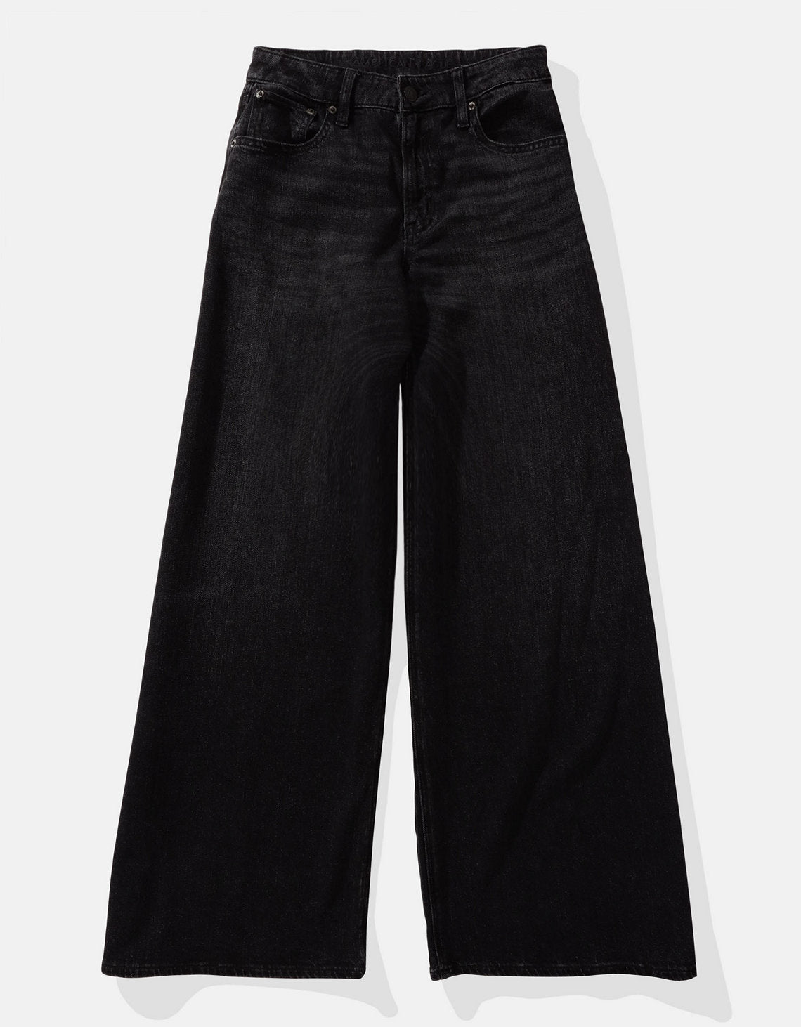 Jean AE de tiro alto súper ancho para mujer - Negro 0437_5291_081_f