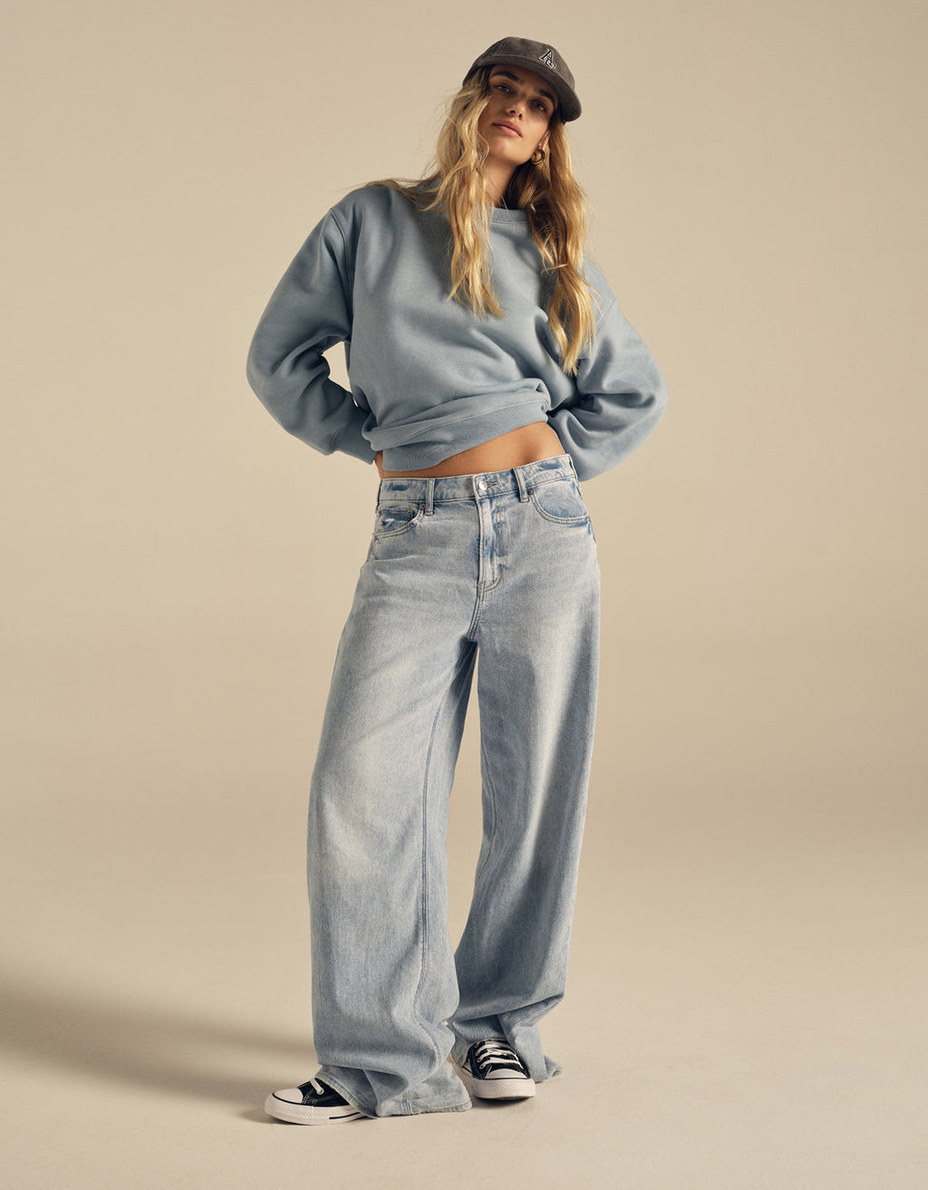 Jean Baggy Wide Leg de tiro alto Ae - Azul 0437_5343_452_l1