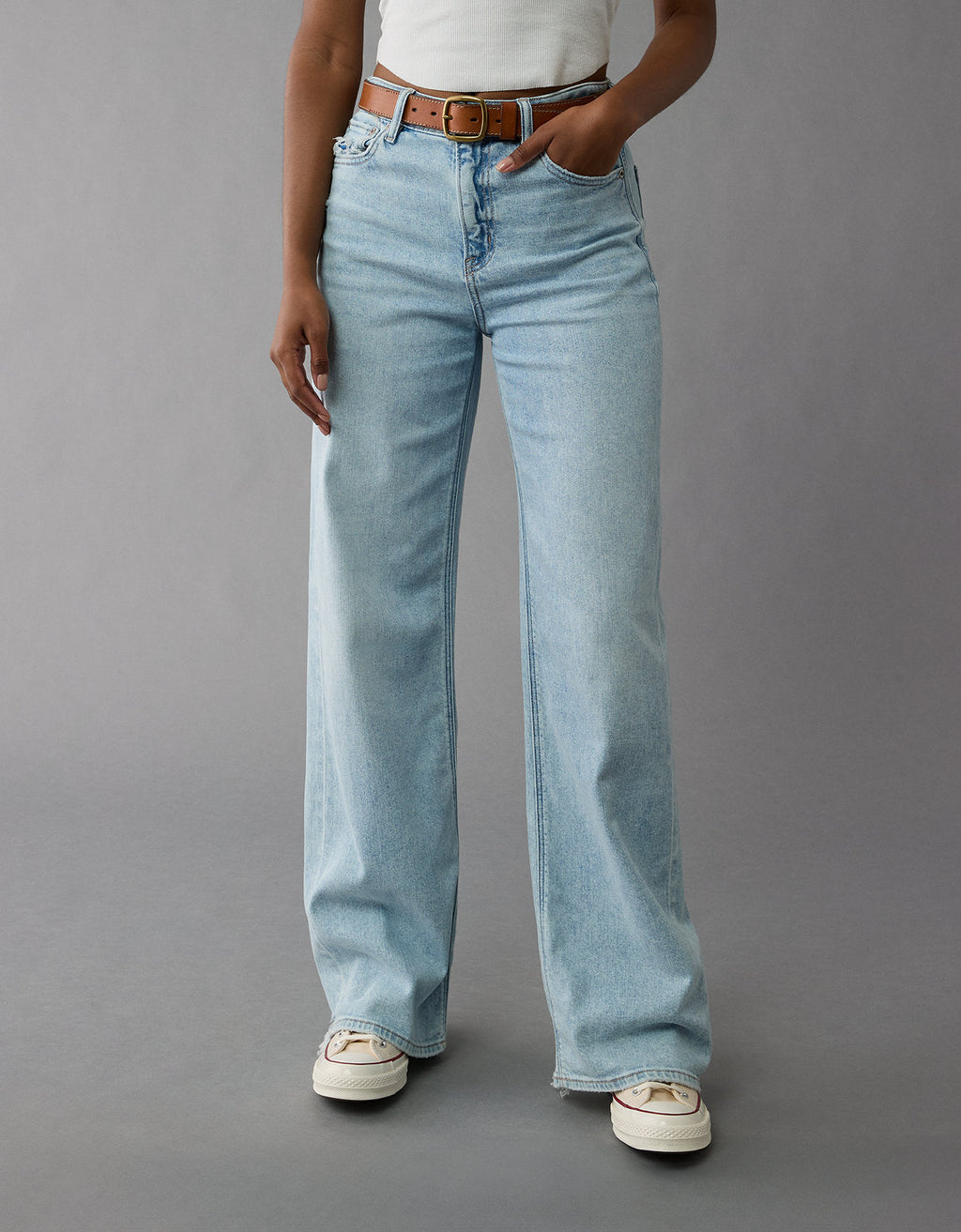 Jean Baggy Wide Leg de tiro alto Ae - Azul 0437_5343_452_of