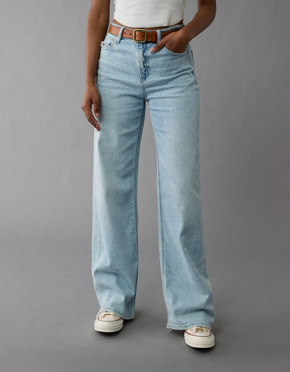 Jean Baggy Wide Leg de tiro alto Ae - Azul 0437_5343_452_of