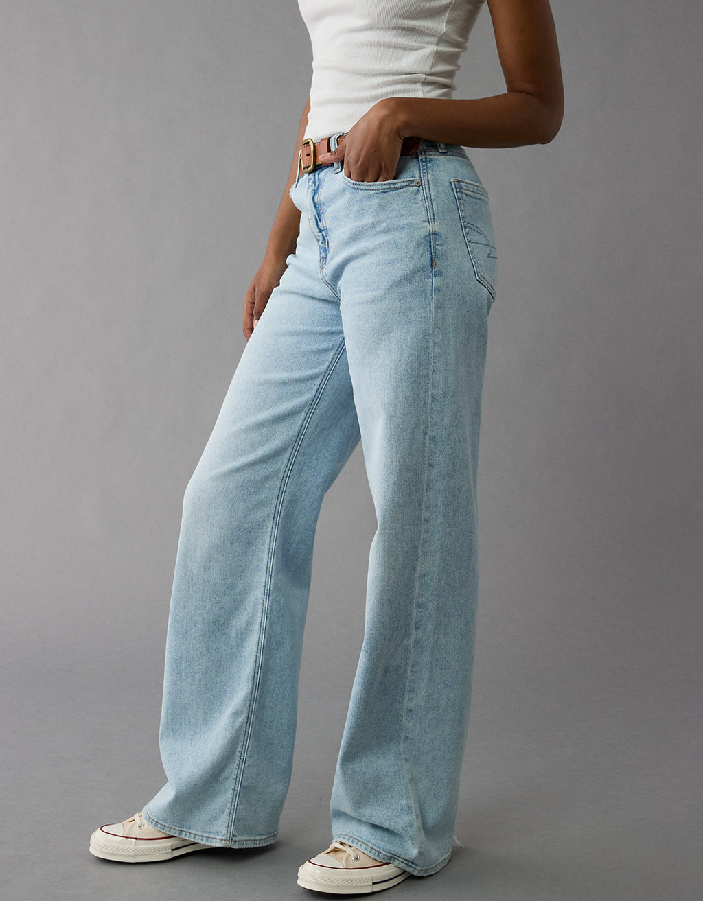 Jean Baggy Wide Leg de tiro alto Ae - Azul 0437_5343_452_os
