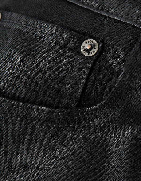 Jean Straight Baggy Tiro Alto Recto y Holgado Mujer AE - Negro
