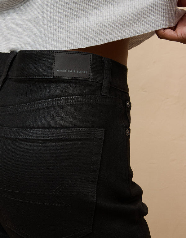 Jean Straight Baggy Tiro Alto Recto y Holgado Mujer AE - Negro