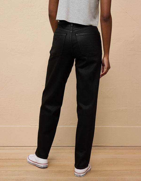 Jean Straight Baggy Tiro Alto Recto y Holgado Mujer AE - Negro