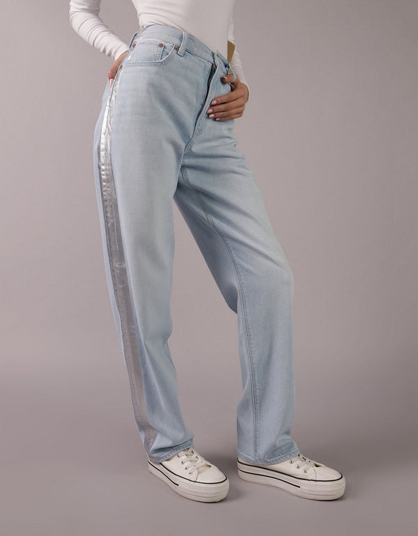 Jean Baggy Holgado y Talle Alto Mujer AE - Azul