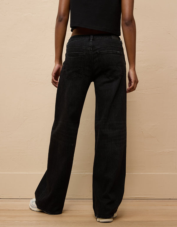 Jean Baggy Wide-Leg de Tiro Bajo Ae - Negro Decolorado