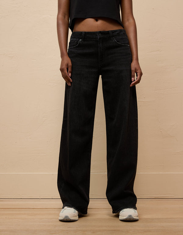 Jean Baggy Wide-Leg de Tiro Bajo Ae - Negro Decolorado