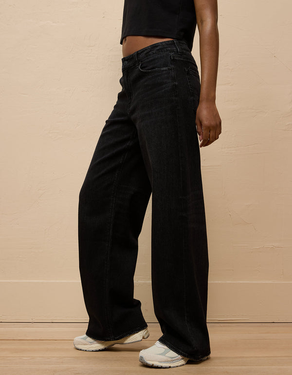 Jean Baggy Wide-Leg de Tiro Bajo Ae - Negro Decolorado