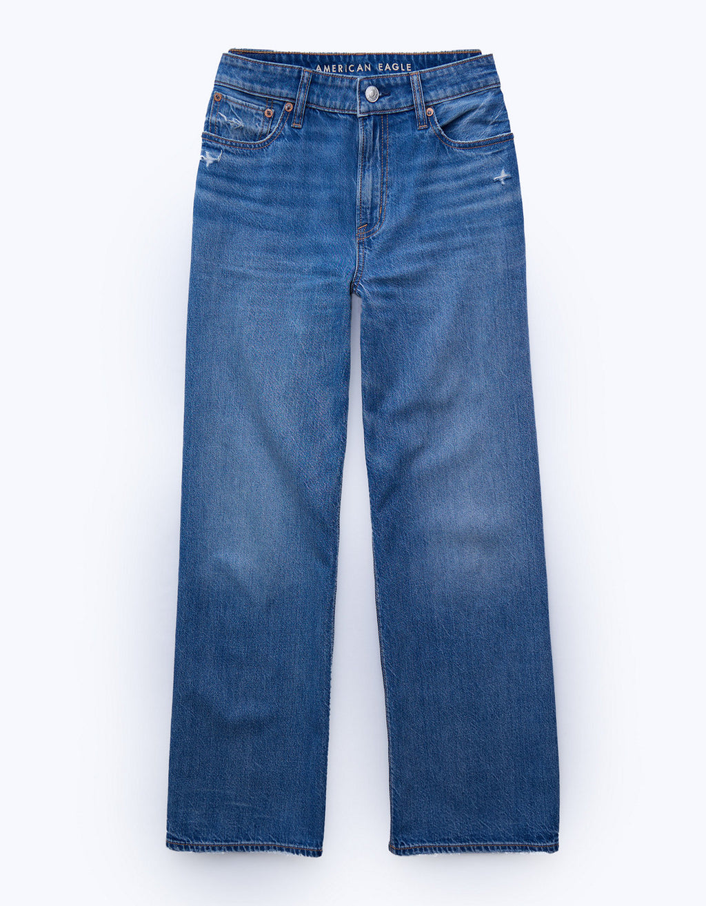 Jean baggy recto de tiro alto de mujer AE - Azul 0437_5526_950_f
