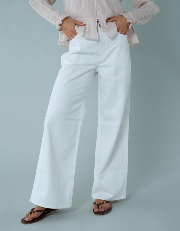 Jeans Baggy de Pierna Ancha de Tiro Super Alto Ae Strigid - Blanco Aireado