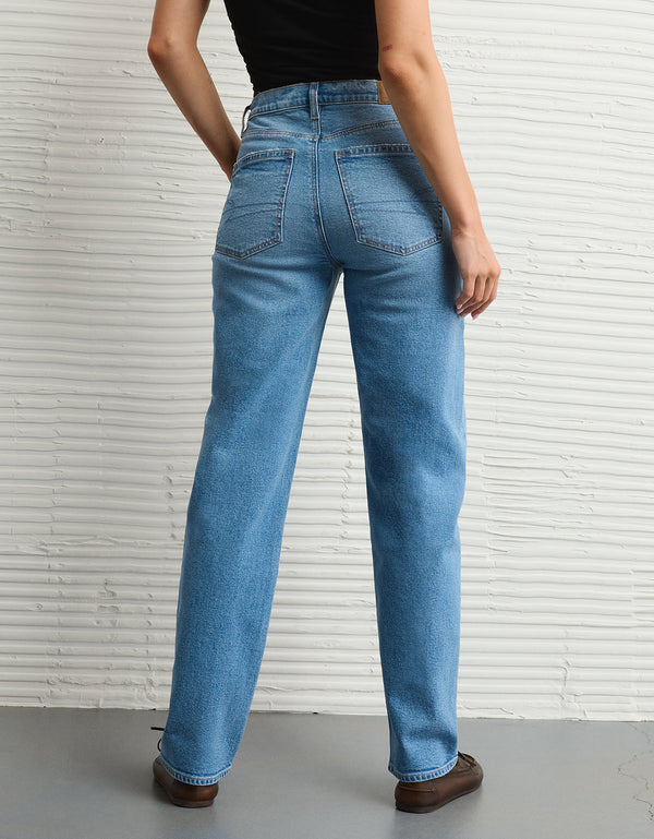 Jean Baggy Straight con Tiro Alto Ae - Azul