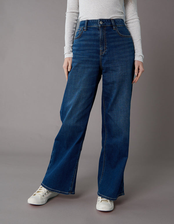 Jean Baggy Wide-Leg de Tiro Alto Ae - Azul