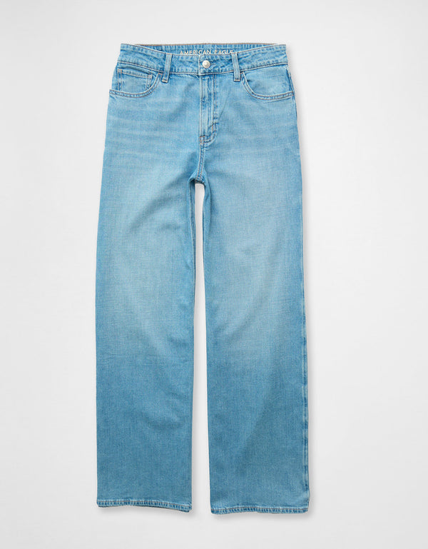 Jean baggy de pierna ancha y cintura baja Ae Stretch - Azul