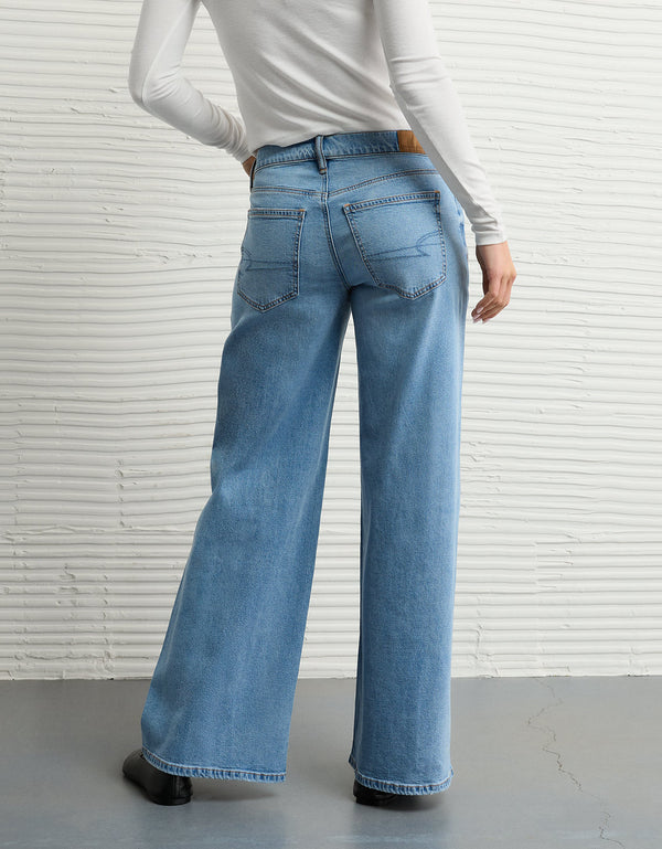 Jean Baggy Wide-Leg con Parches de Tiro Bajo Ae - Azul
