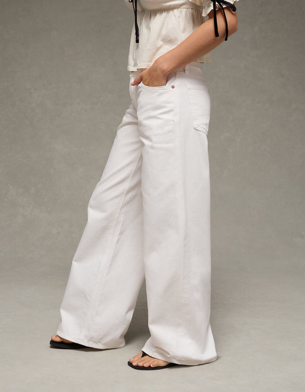 Jean Wide Leg Tiro Bajo Ae - Blanco