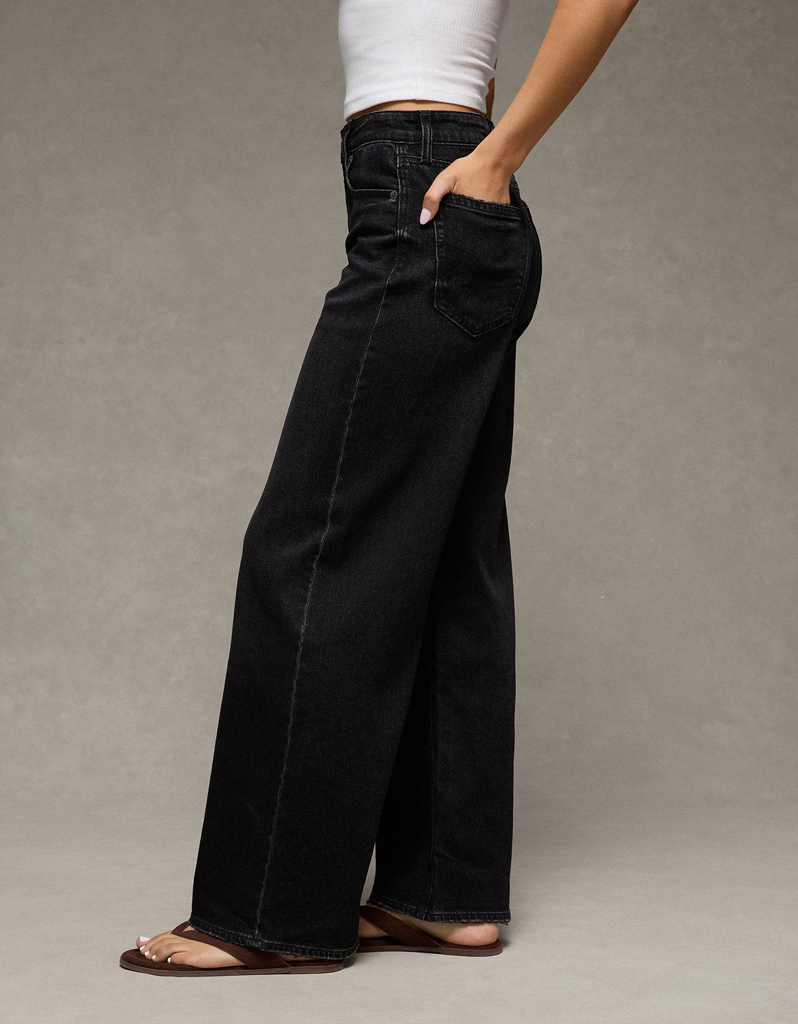 Jean Baggy Wide Leg tiro alto Ae - Negro 0437_6243_001_os