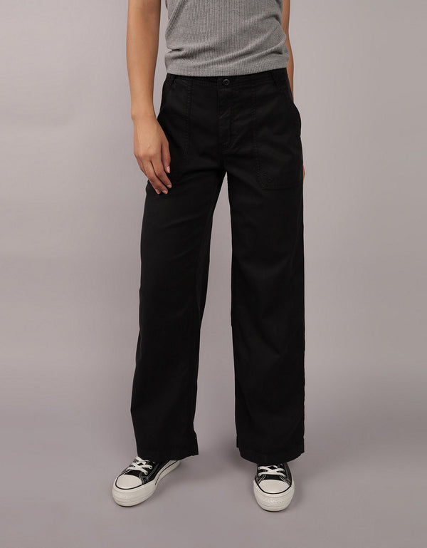 Pantalón Tiro Alto Holgado Mujer AE - Negro