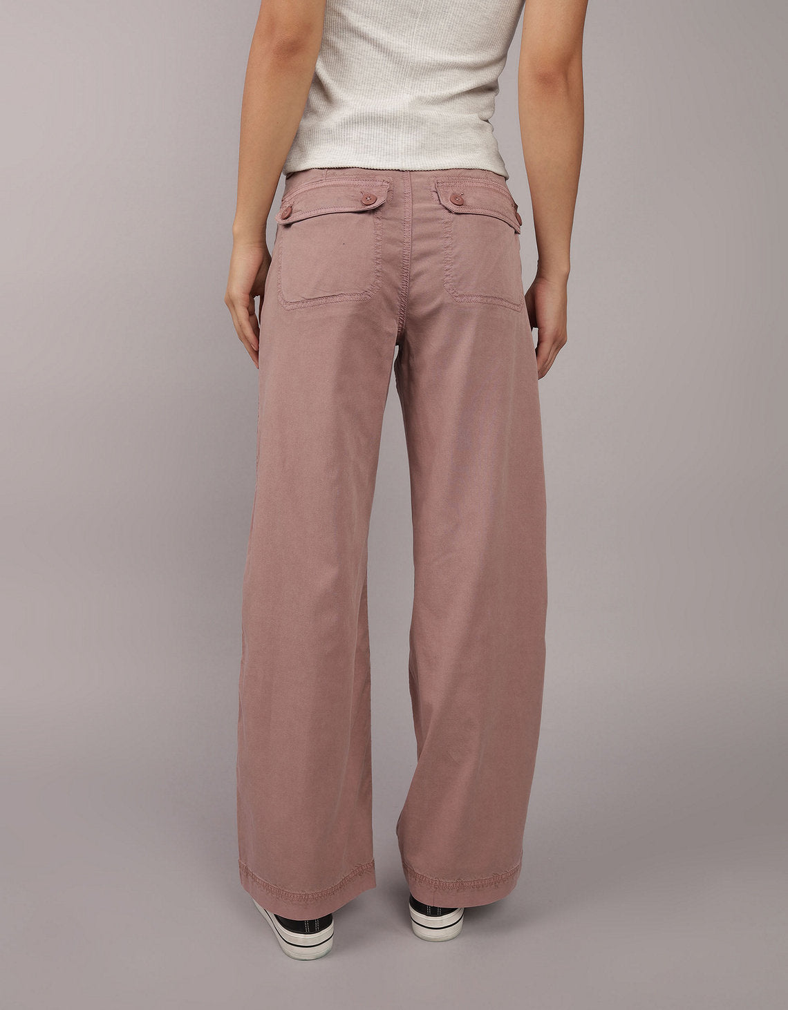 Pantalón Tiro Alto Holgado Mujer AE - café 0461_5081_182_ob
