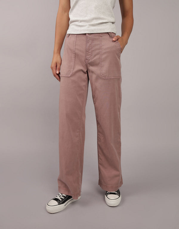 Pantalón Tiro Alto Holgado Mujer AE - café
