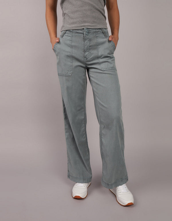 Pantalón Tiro Alto Holgado Mujer AE - Azul