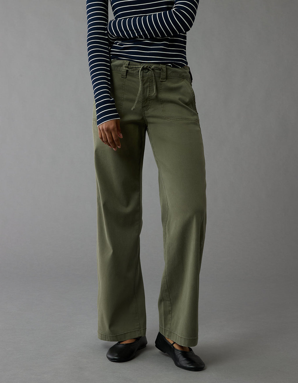 Pantalón ancho de tiro bajo y pierna ancha Ae Stretch - Verde 0461_5431_342_of