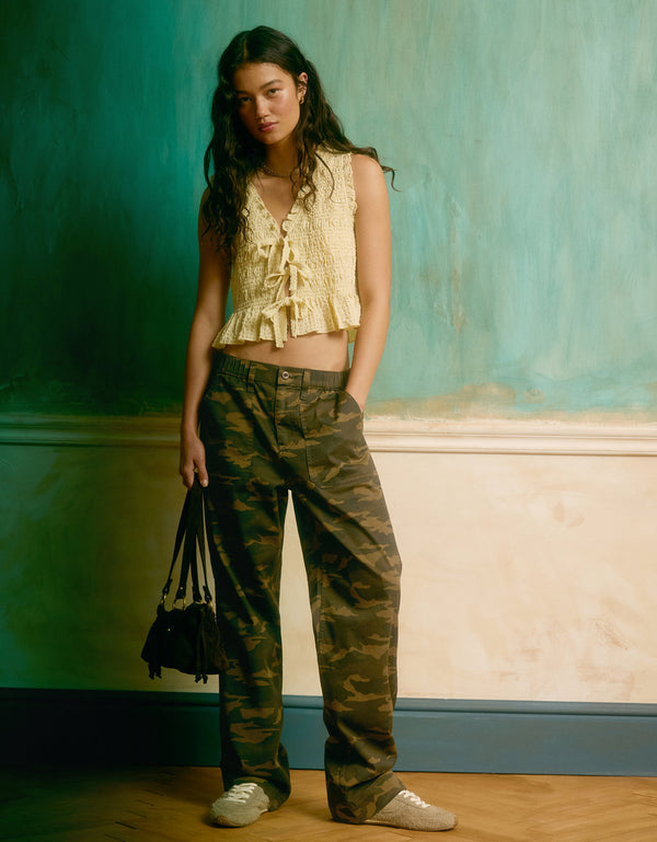 Pantalón Baggy de Tiro Bajo Ae - Verde