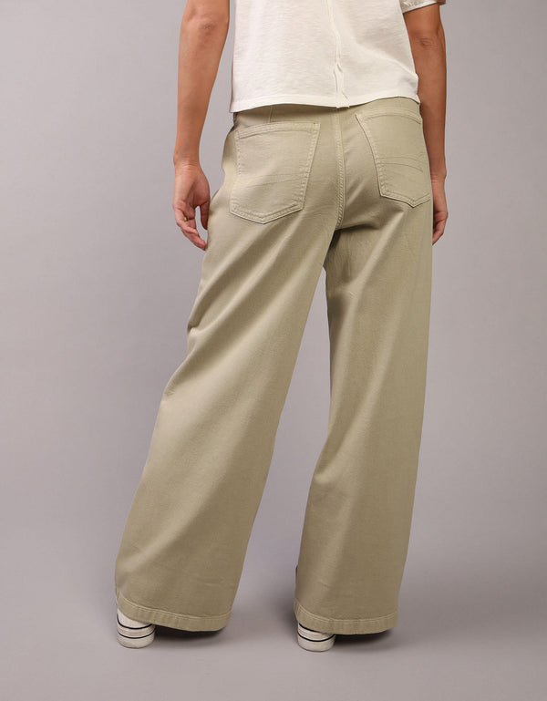 Pantalón Wide-Leg de Tiro Bajo Ae - Verde