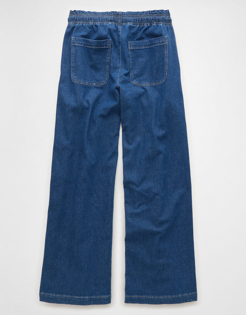 Pantalón de Lino con Drapeado Soñado y Cintura Elástica - Azul 0461_5589_532_b