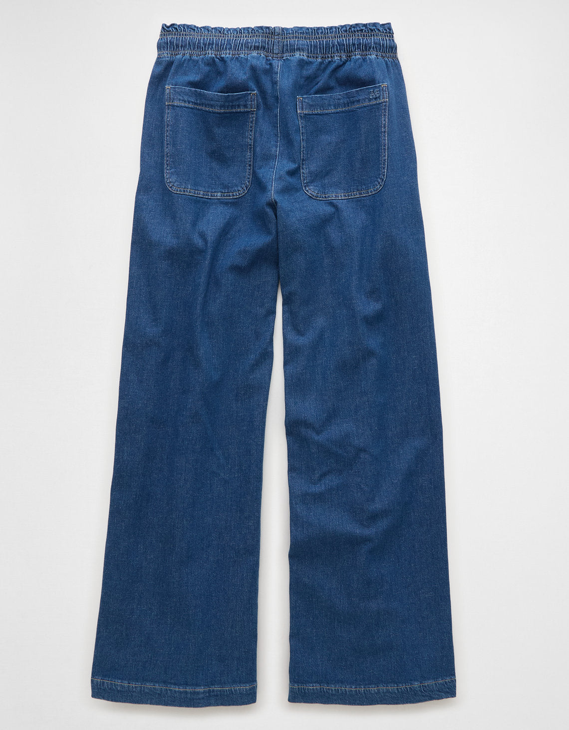 Pantalón de Lino con Drapeado Soñado y Cintura Elástica - Azul 0461_5589_532_b