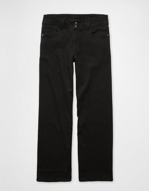 Pantalón Wide Leg Tiro Bajo Ae - Negro