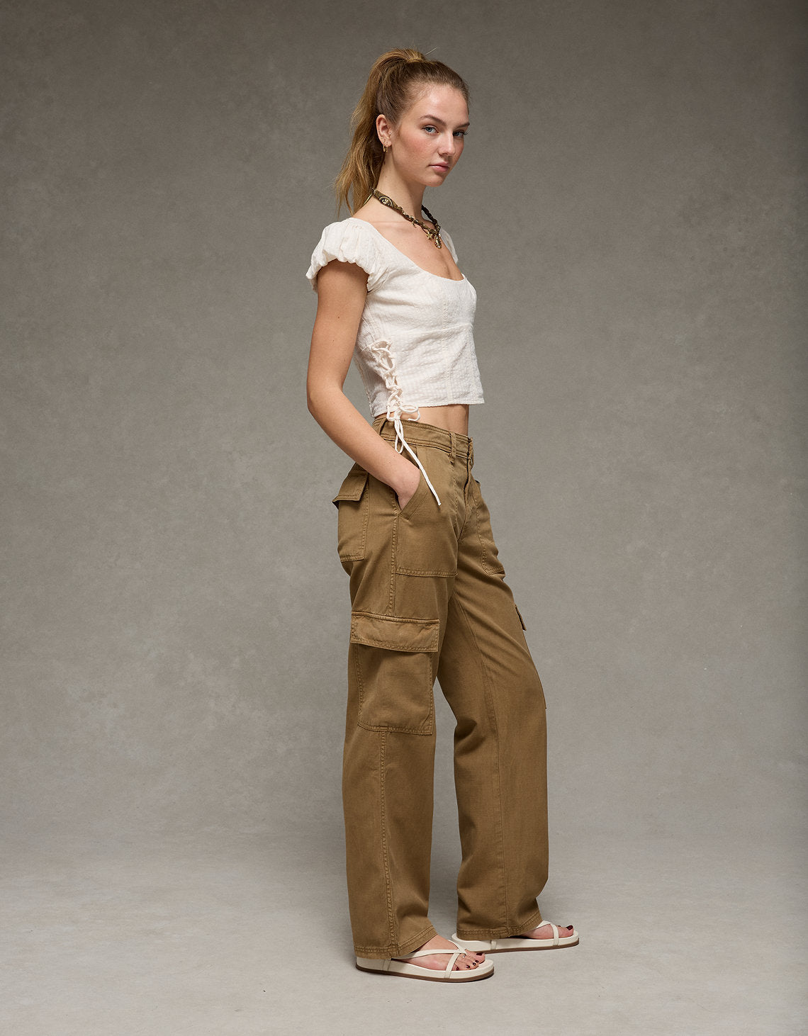 Pantalón Cargo Recto Holgado de Tiro Bajo - Generico 0461_5697_249_os