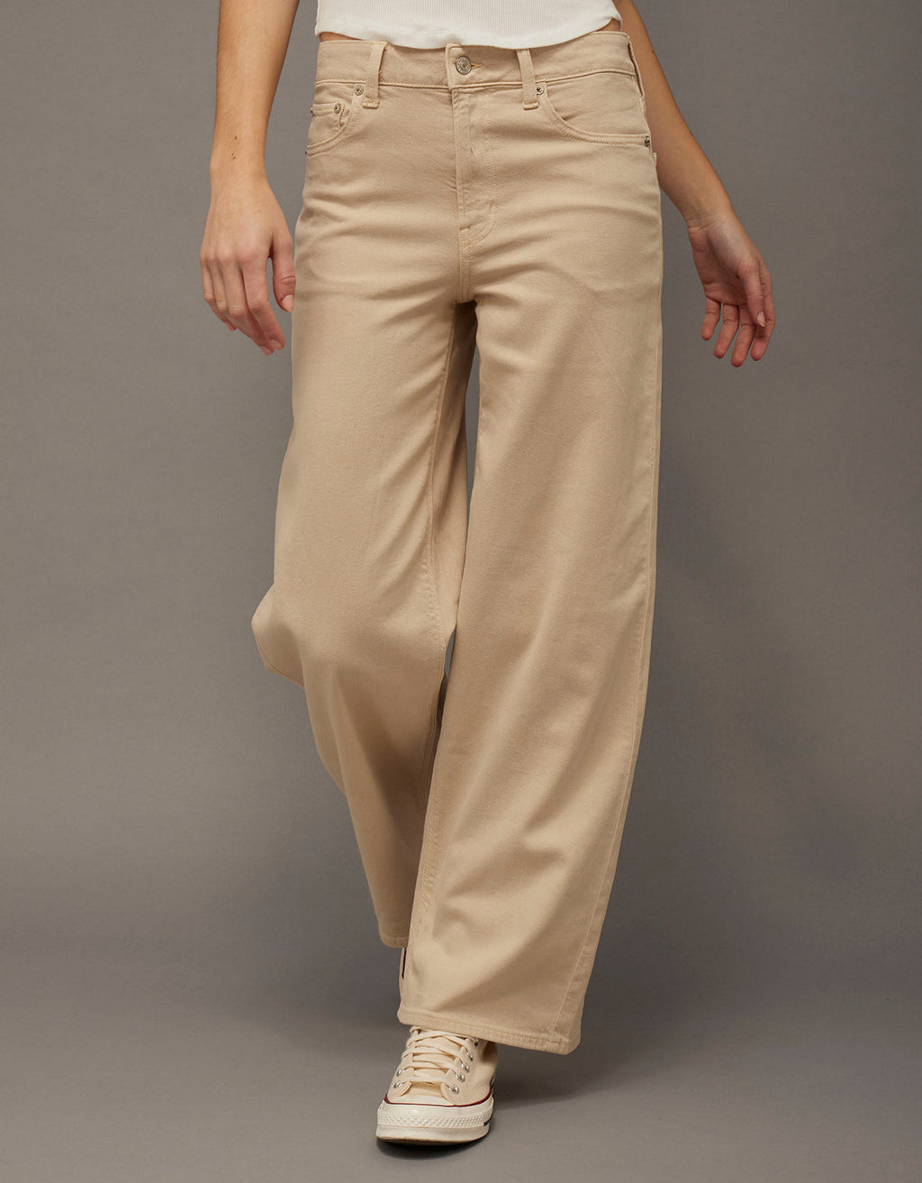 Pantalón de pierna ancha y super cintura alta Ae Stretch - Beige 0461_5745_141_of