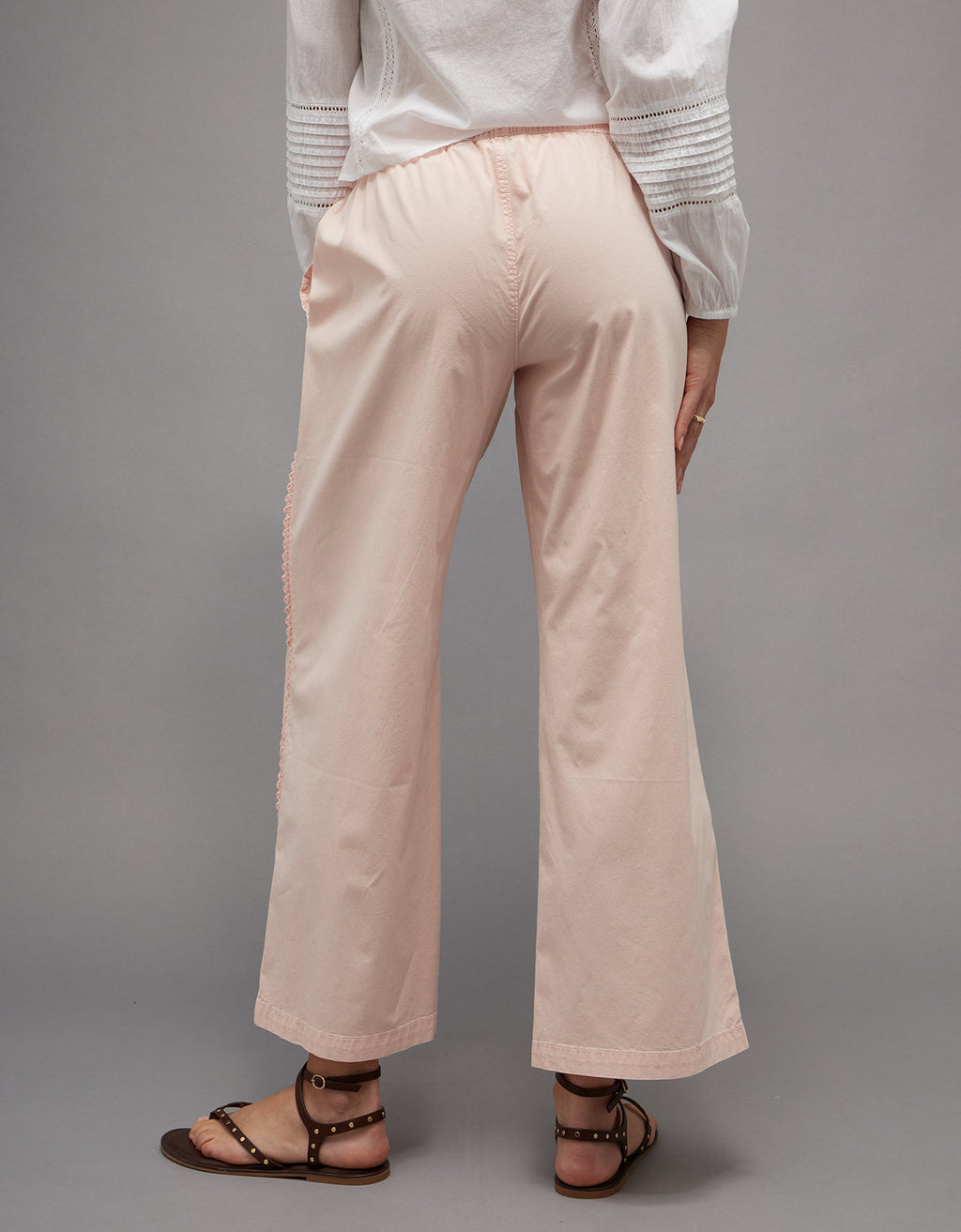 Pantalón de pierna ancha de talle bajo. - Rosa 0461_5769_615_ob