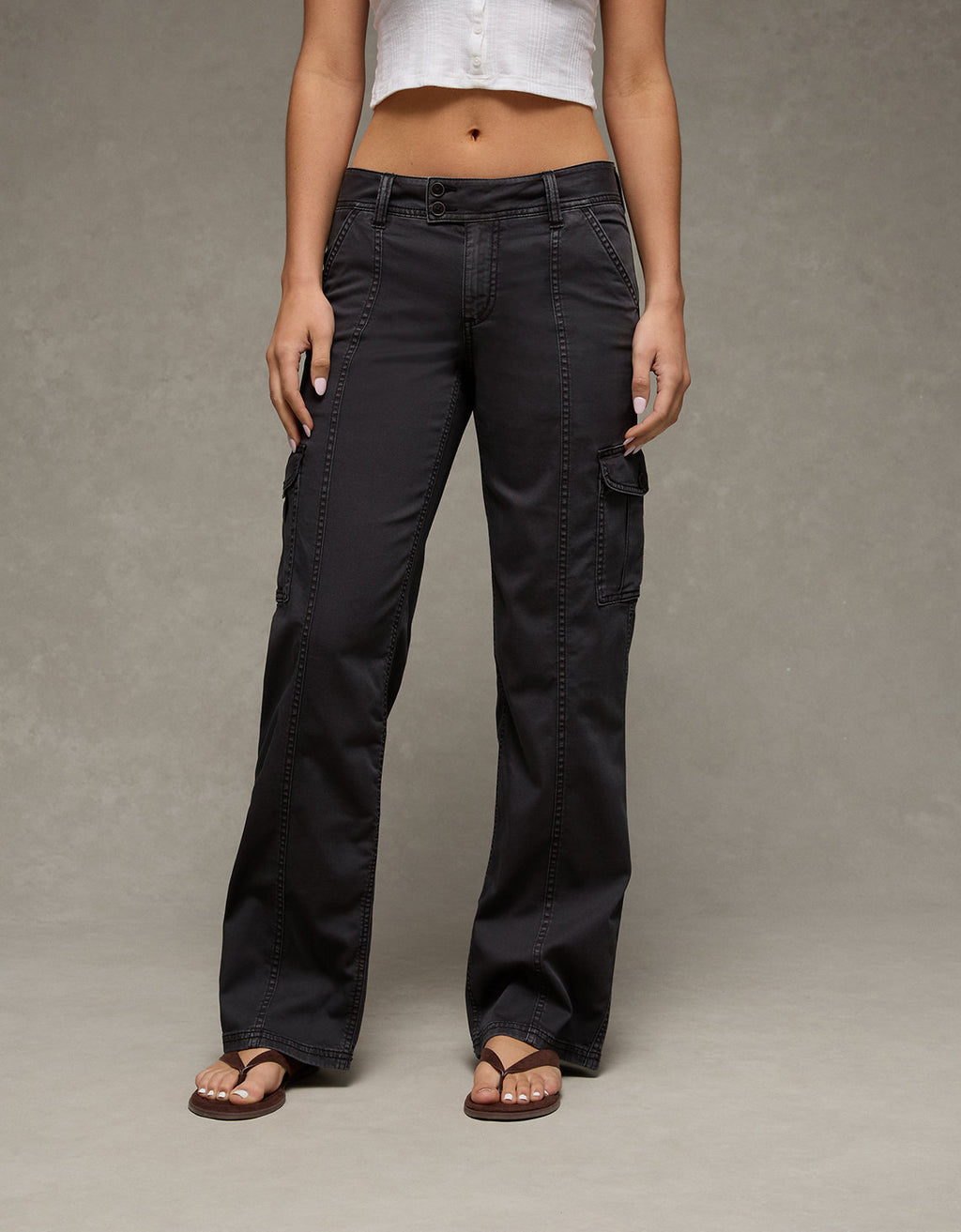 Pantalón Cargo de Tiro Bajo - Negro 0461_5869_094_of