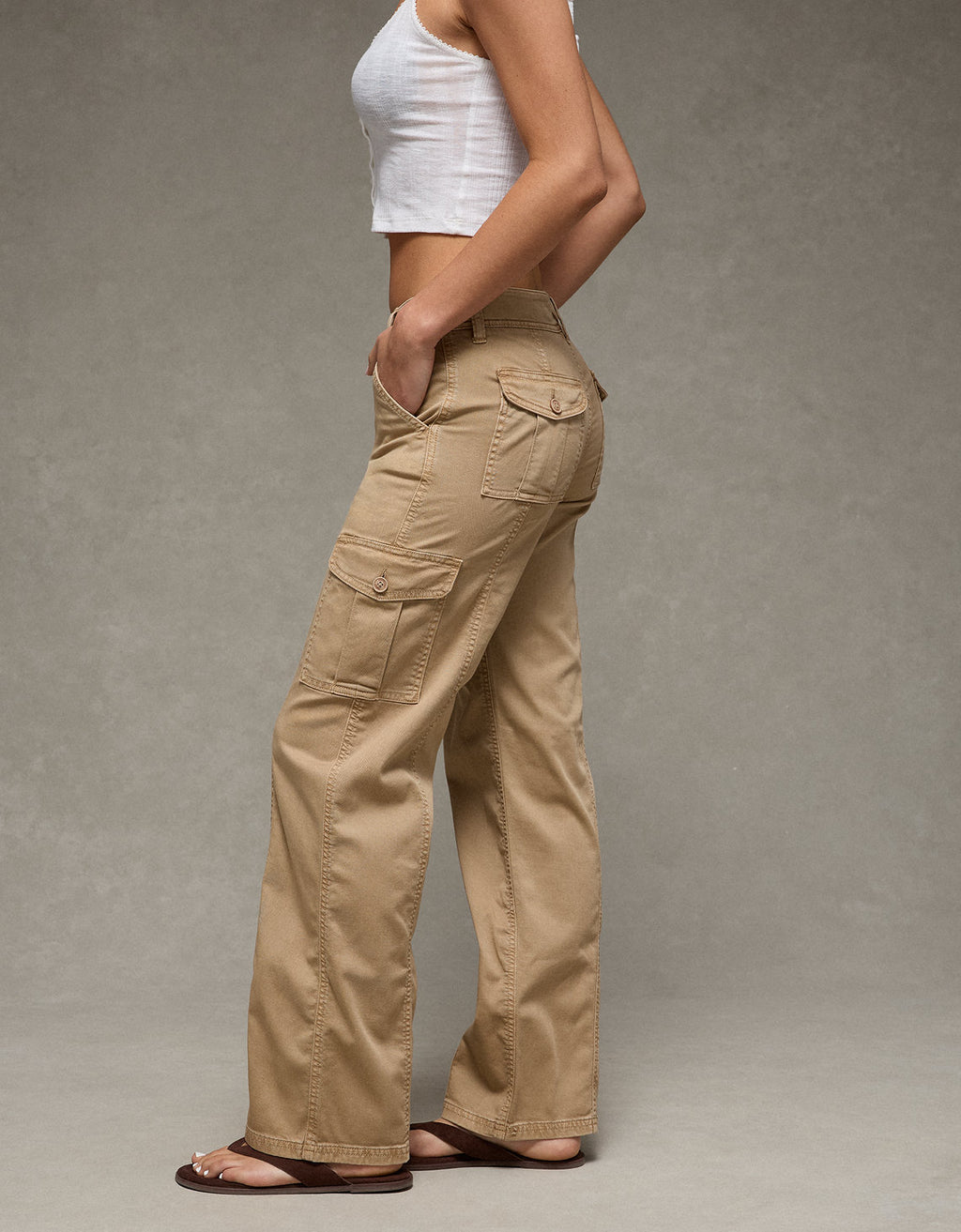 Pantalón Cargo de Tiro Bajo - Caqui 0461_5869_223_os