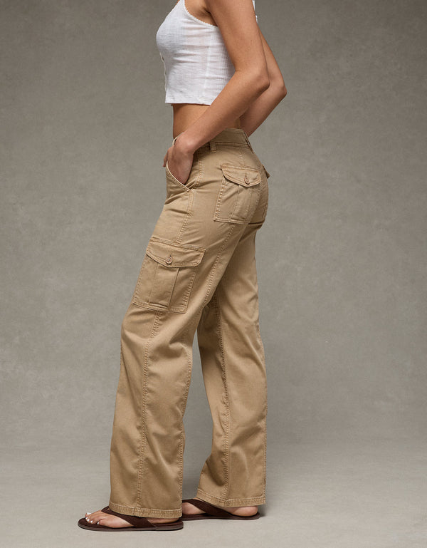 Pantalón Cargo de Tiro Bajo - Caqui
