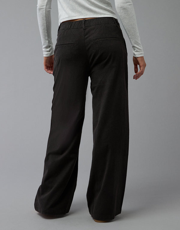 Pantalón tiro alto ancho de mujer AE - Negro