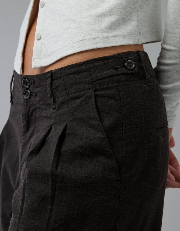 Pantalón tiro alto ancho de mujer AE - Negro