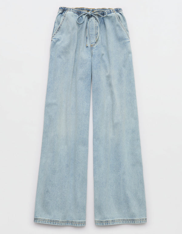 Pantalón de Mezclilla Aerie Daydream Ajustable - Azul