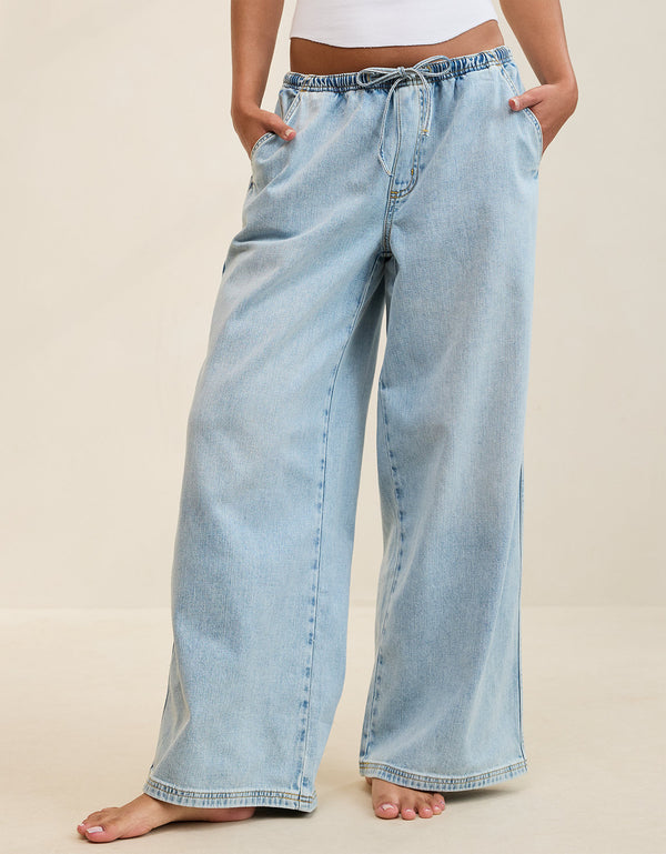 Pantalón de Mezclilla Aerie Daydream Ajustable - Azul