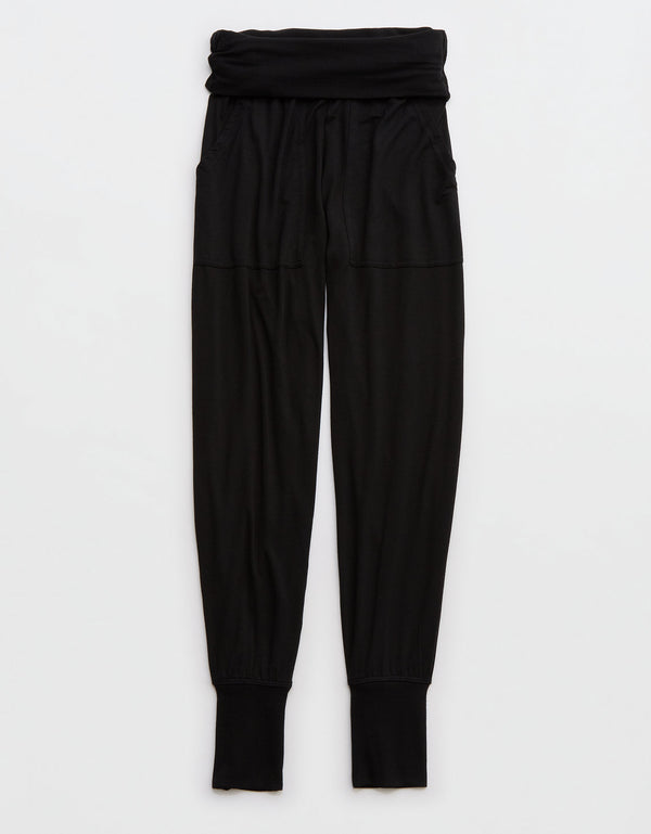 Pantalón de pijama Aerie en franela - Negro