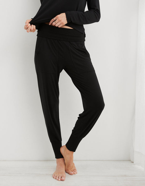 Pantalón de pijama Aerie en franela - Negro