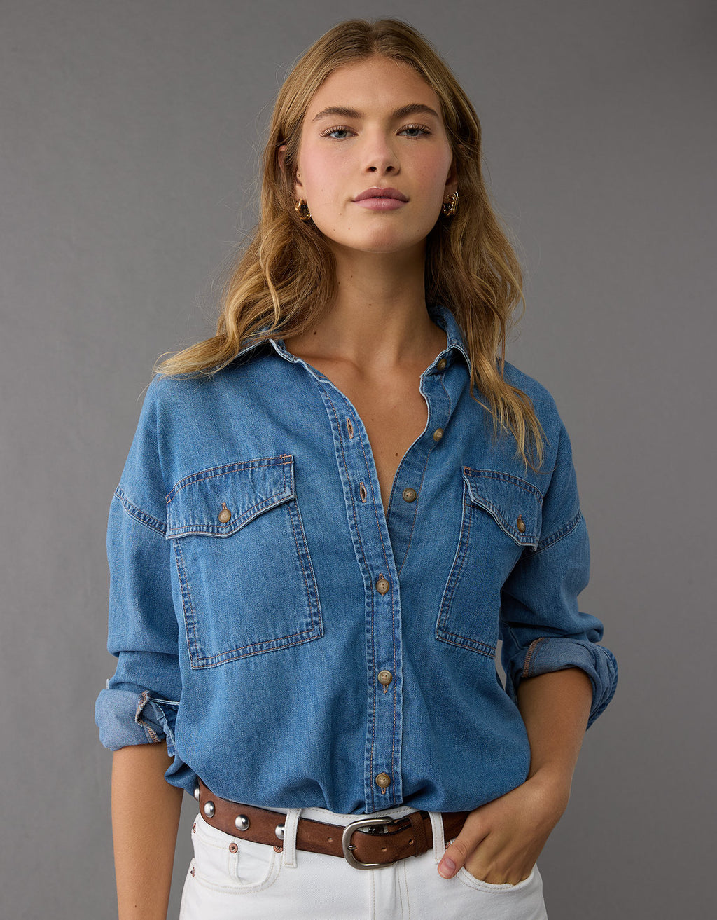 Camisa en Denim Oversized Manga Larga Mujer AE - Generico 0536_5750_936_of