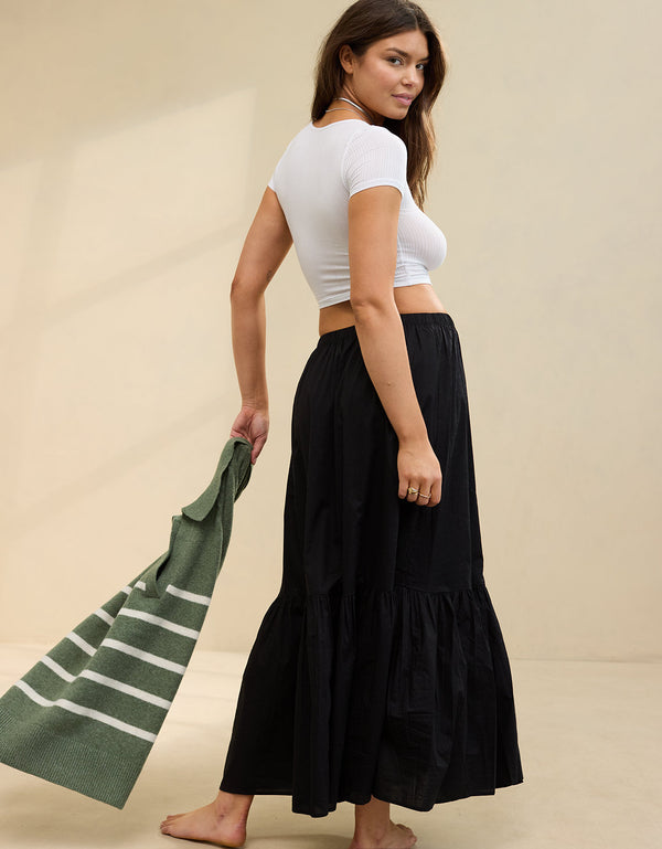 Falda Aerie larga para mujer - Negro
