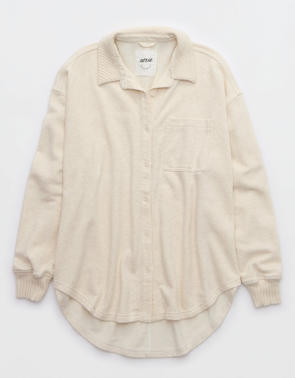 Camisa Aerie de botones manga larga para mujer - Blanco 0743_3435_062_f