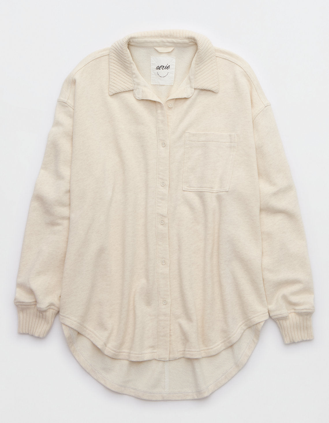 Camisa Aerie de botones manga larga para mujer - Blanco 0743_3435_062_f