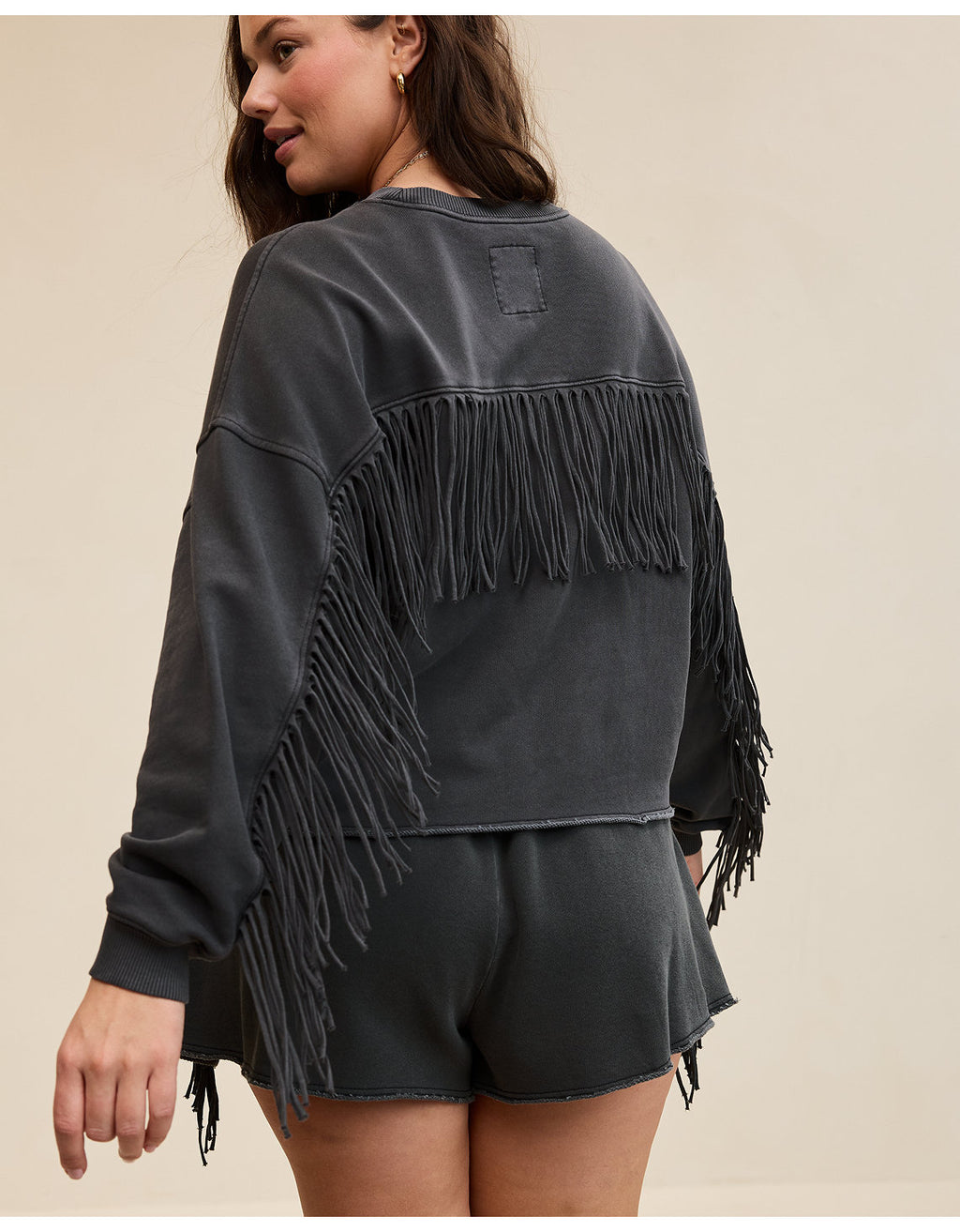 Sudadera con cuello redondo del equipo del festival Aerie Fringe - Gris 0743_3933_005_ob