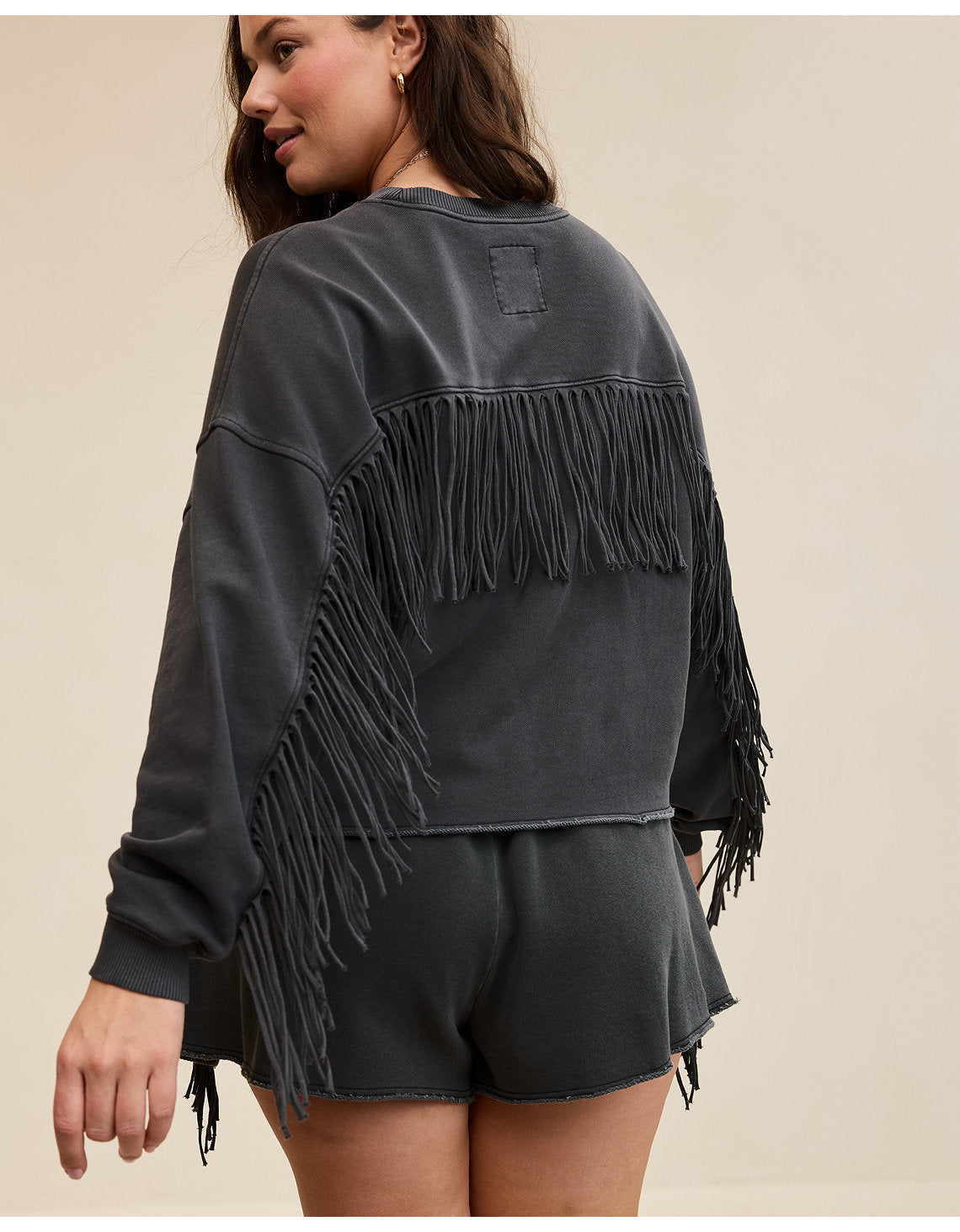 Sudadera con cuello redondo del equipo del festival Aerie Fringe - Gris 0743_3933_005_ob