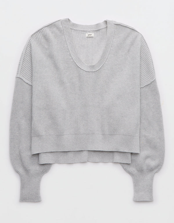Suéter Aerie cuello redondo - Gris