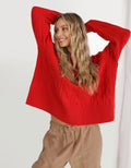 Suéter cuello redondo Mujer Aerie - Rojo 0745_3495_572_of
